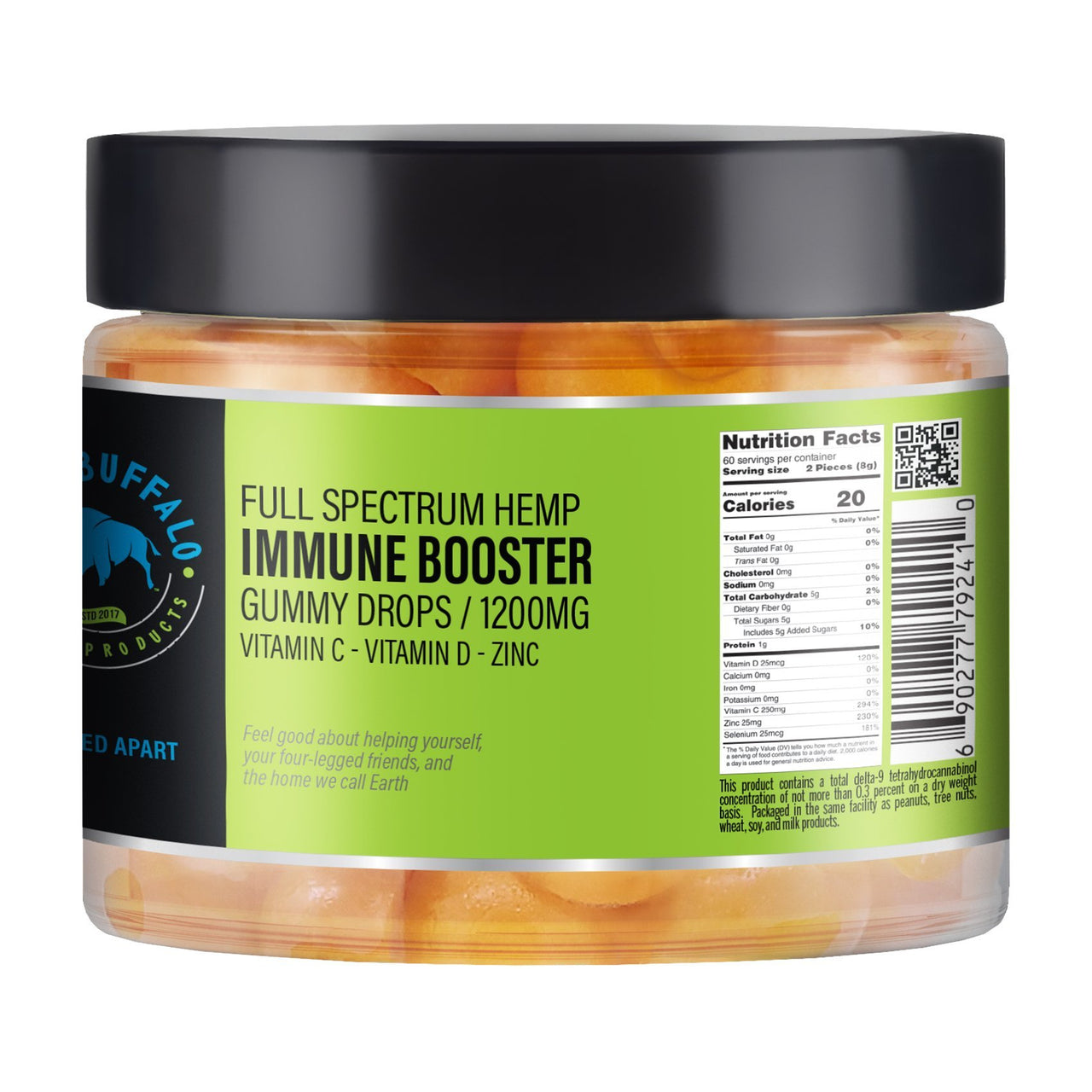 Full Spectrum CBD Gummies:  Immune Booster Orange Drops 1200mg | 120ct